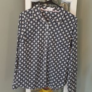 Crown & Ivy Navy/White Button-Down Shirt NWT